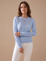 Strickpullover Damen | Pointelle-Muster & Rundhalsausschnitt