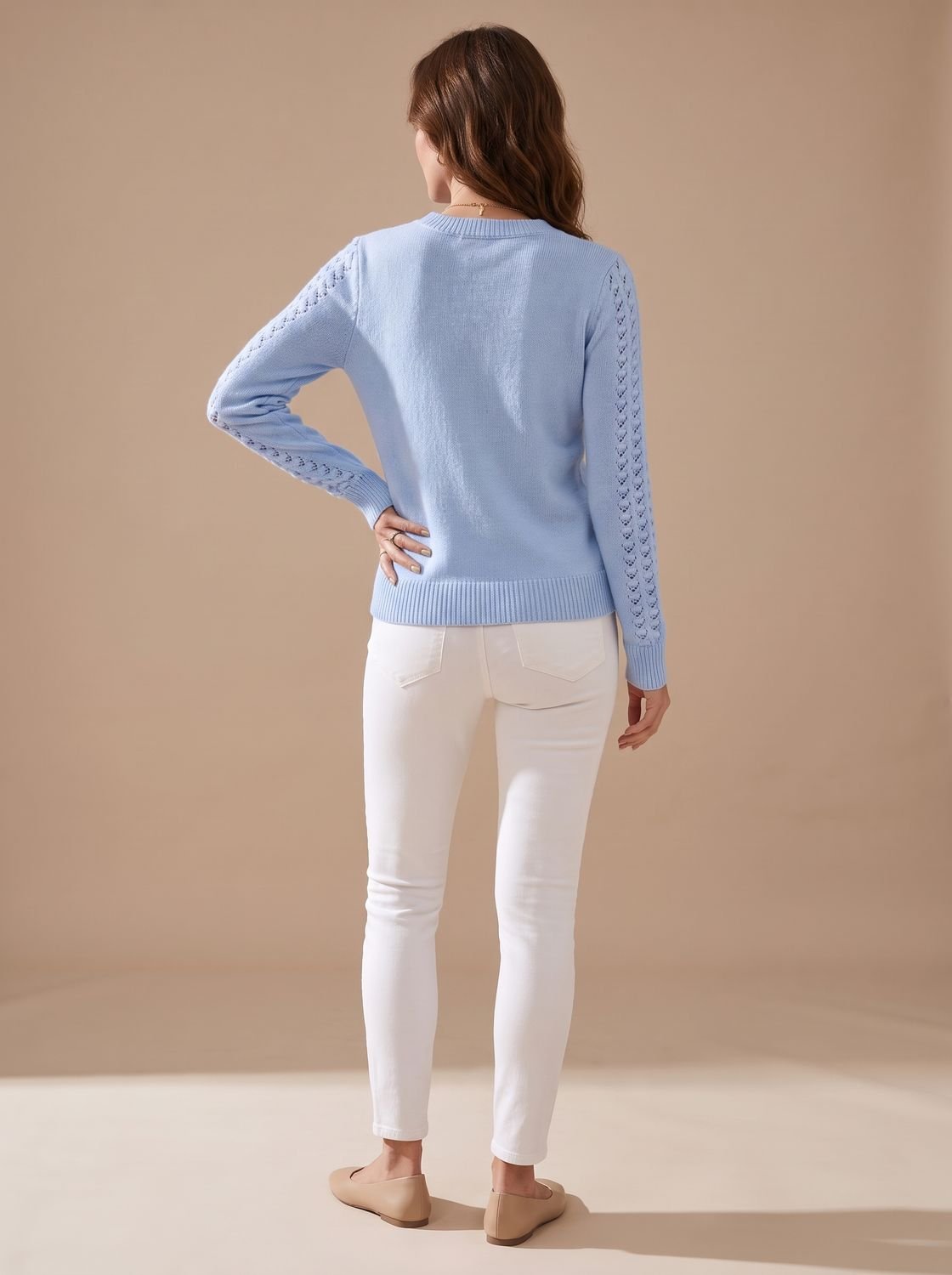 Strickpullover Damen | Pointelle-Muster & Rundhalsausschnitt