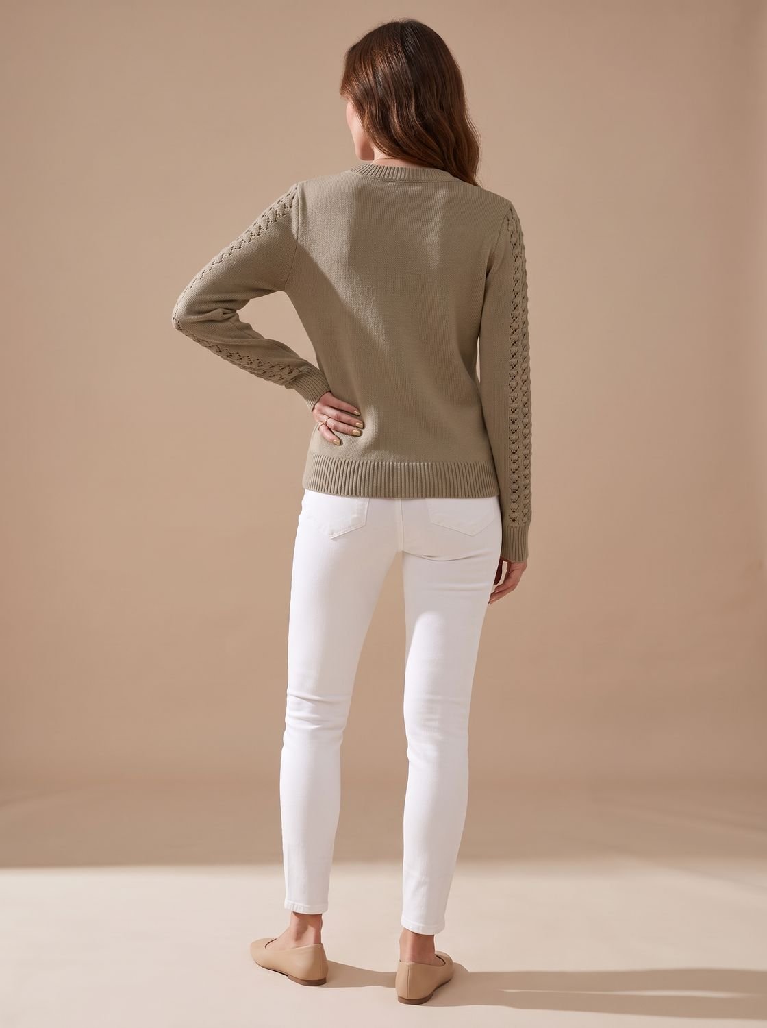 Strickpullover Damen | Pointelle-Muster & Rundhalsausschnitt