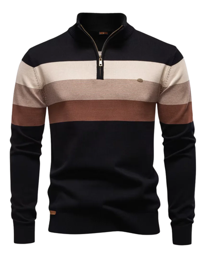 Eleganter Baumwollpullover mit Reißverschluss