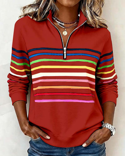 Sommerfeld | Gestreifter Pullover mit Viertel-Reißverschluss (1 Kaufen, 1 GRATIS dazu)
