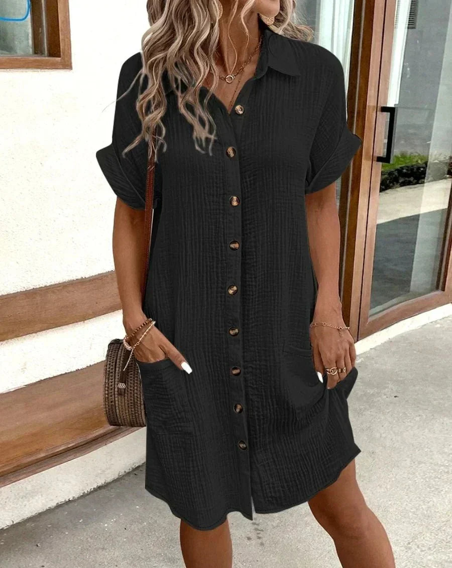 Luz™ - Bequemes Hemdkleid mit Knöpfen