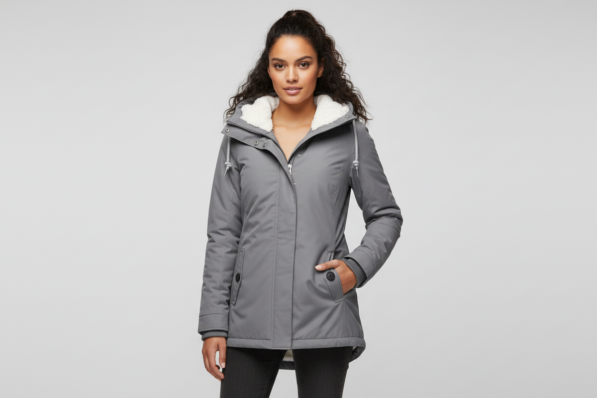 Damen Winterjacke mit Kapuze und Reißverschluss