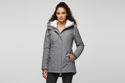 Damen Winterjacke mit Kapuze und Reißverschluss