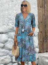 Sommerfeld | Leichtes Midikleid mit V-Ausschnitt
