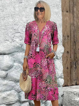 Sommerfeld | Leichtes Midikleid mit V-Ausschnitt