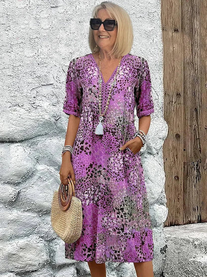 Sommerfeld | Leichtes Midikleid mit V-Ausschnitt