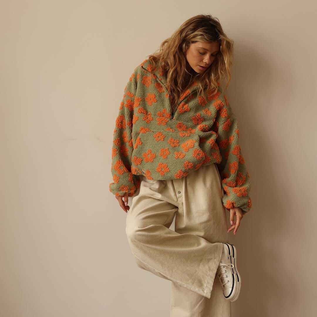 Sommerfeld | Oversize-Fleecepullover mit Blumenmuster