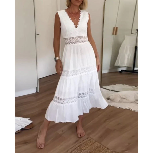 Sora™ – Ärmelloses Boho-Midikleid mit Spitzendetails