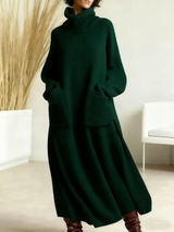 Glenda™ - Damen Oversize Strickkleid Rollkragen