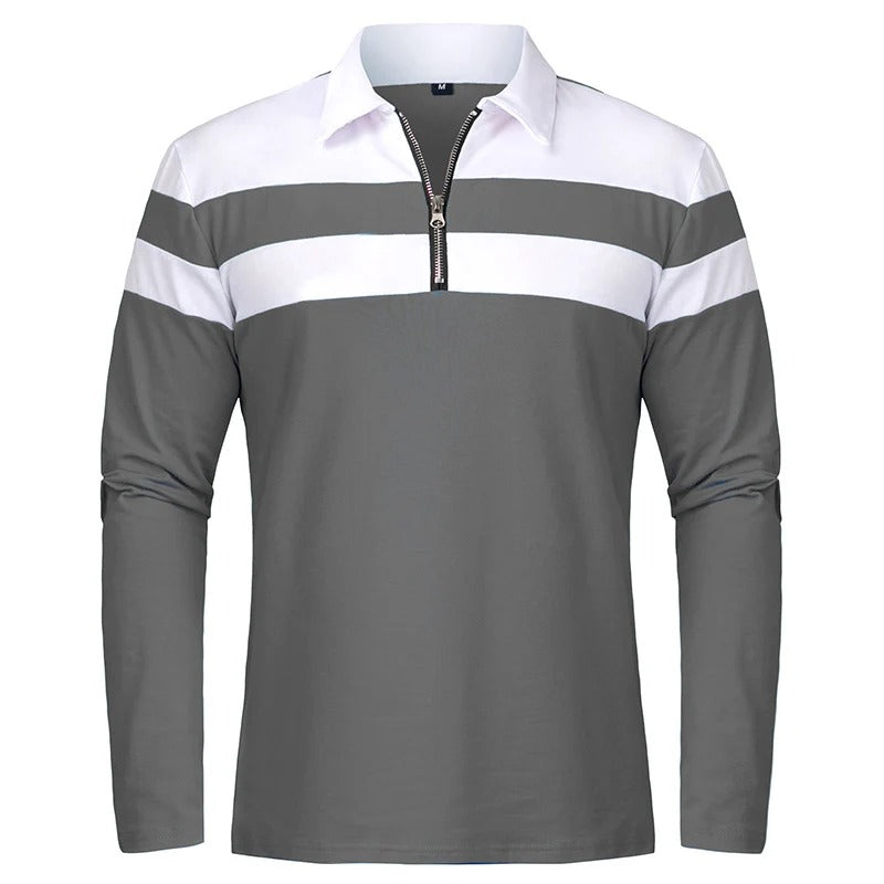 Elegant gestreifter Pullover mit Reißverschluss