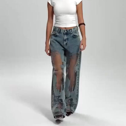 Sommerfeld | JEANS MIT VINTAGE MESH PATCHWORK PRINT
